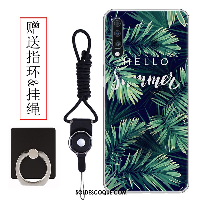 Coque Samsung Galaxy A70 Vert Clair Étui Vintage Incassable Pas Cher