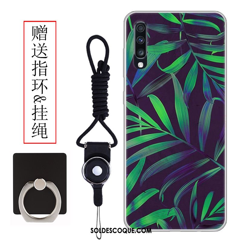 Coque Samsung Galaxy A70 Vert Clair Étui Vintage Incassable Pas Cher