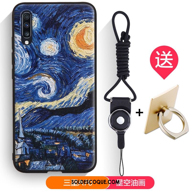 Coque Samsung Galaxy A70 Étoile Bleu Fluide Doux Gaufrage Téléphone Portable En Ligne