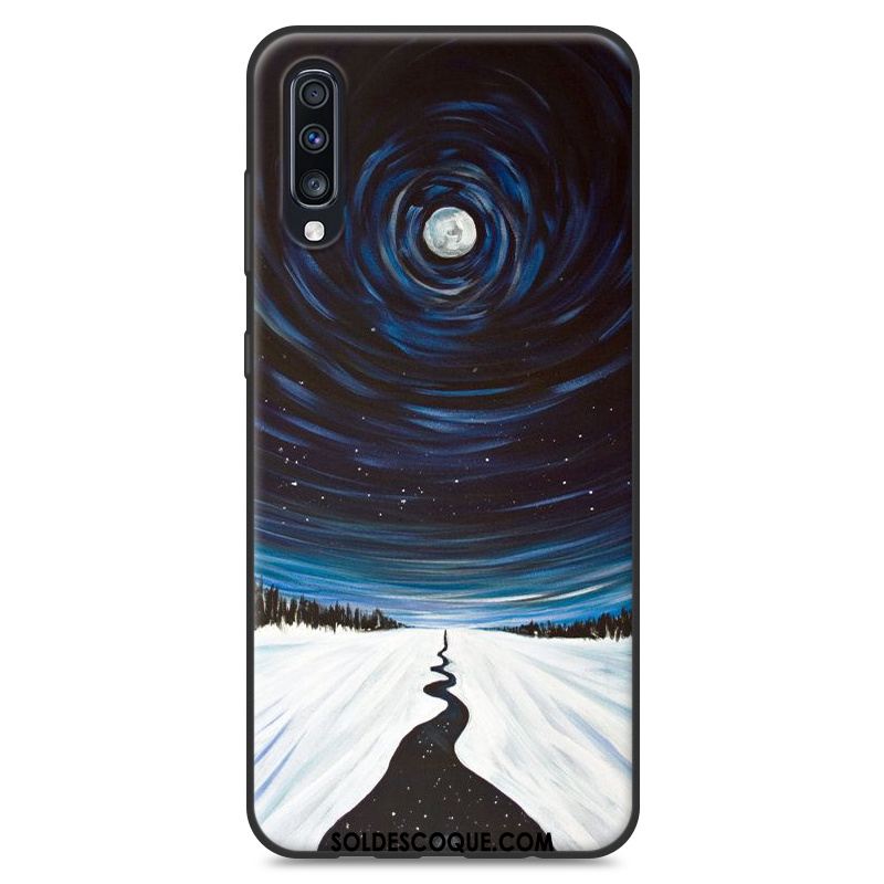 Coque Samsung Galaxy A70 Étui Marque De Tendance Protection Silicone Bleu En Vente