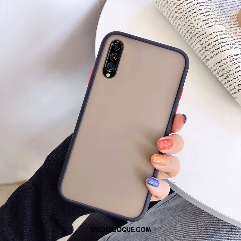 Coque Samsung Galaxy A70s Noir Tendance Simple Délavé En Daim Transparent Housse France