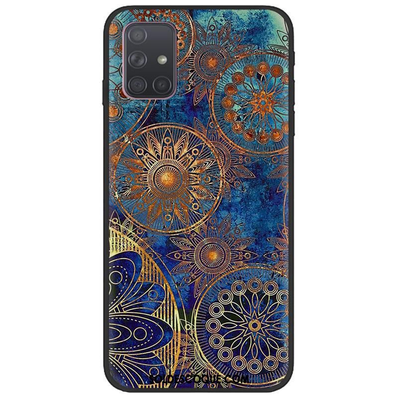 Coque Samsung Galaxy A71 Fluide Doux Téléphone Portable Délavé En Daim Noir Chaud En Ligne