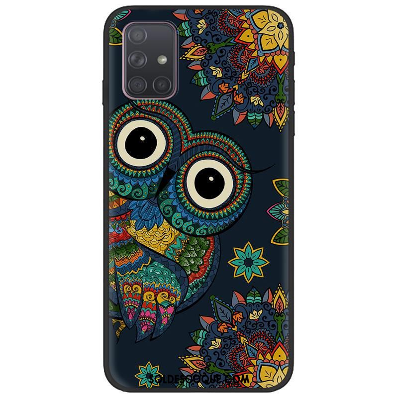 Coque Samsung Galaxy A71 Fluide Doux Téléphone Portable Délavé En Daim Noir Chaud En Ligne