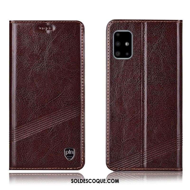 Coque Samsung Galaxy A71 Modèle Fleurie Téléphone Portable Protection Étui Marron Soldes