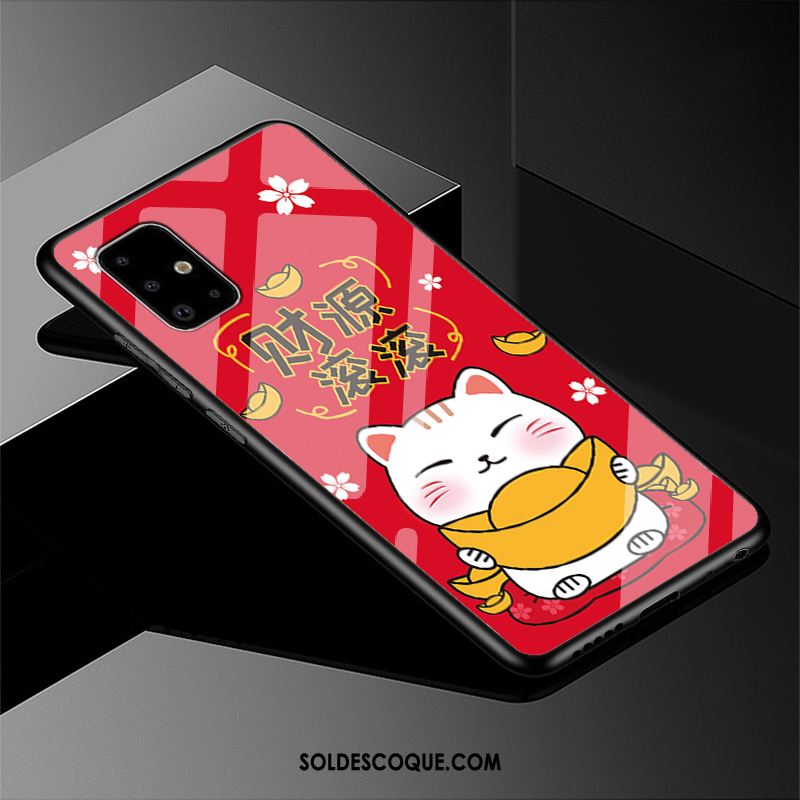 Coque Samsung Galaxy A71 Verre Chat Étoile Richesse Téléphone Portable Soldes