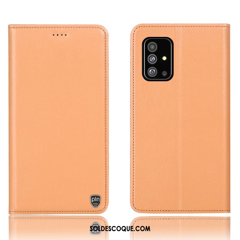 Coque Samsung Galaxy A71 Étoile Tout Compris Jaune Cuir Véritable Incassable Soldes