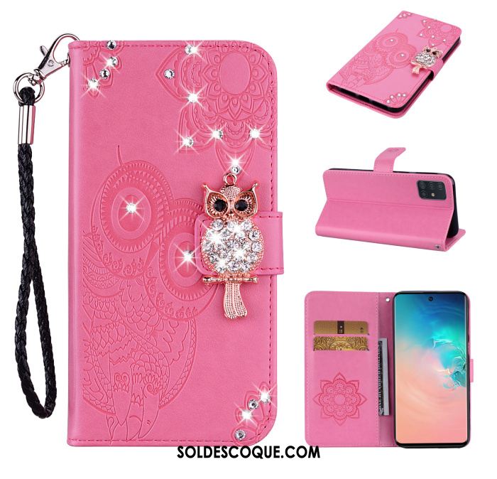 Coque Samsung Galaxy A71 Étui En Cuir Or Rose Téléphone Portable Étoile Protection Soldes