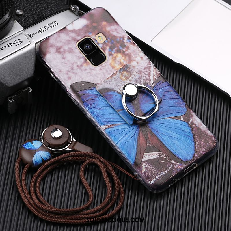 Coque Samsung Galaxy A8 2018 Anneau Étoile Violet Téléphone Portable Pas Cher