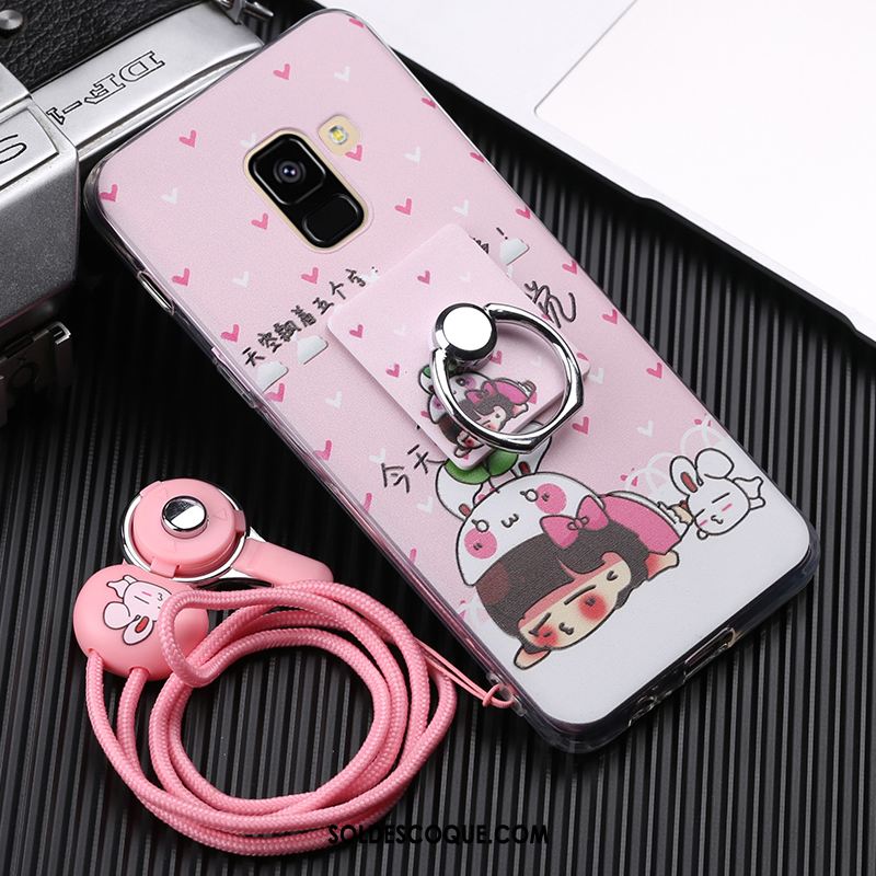 Coque Samsung Galaxy A8 2018 Anneau Étoile Violet Téléphone Portable Pas Cher