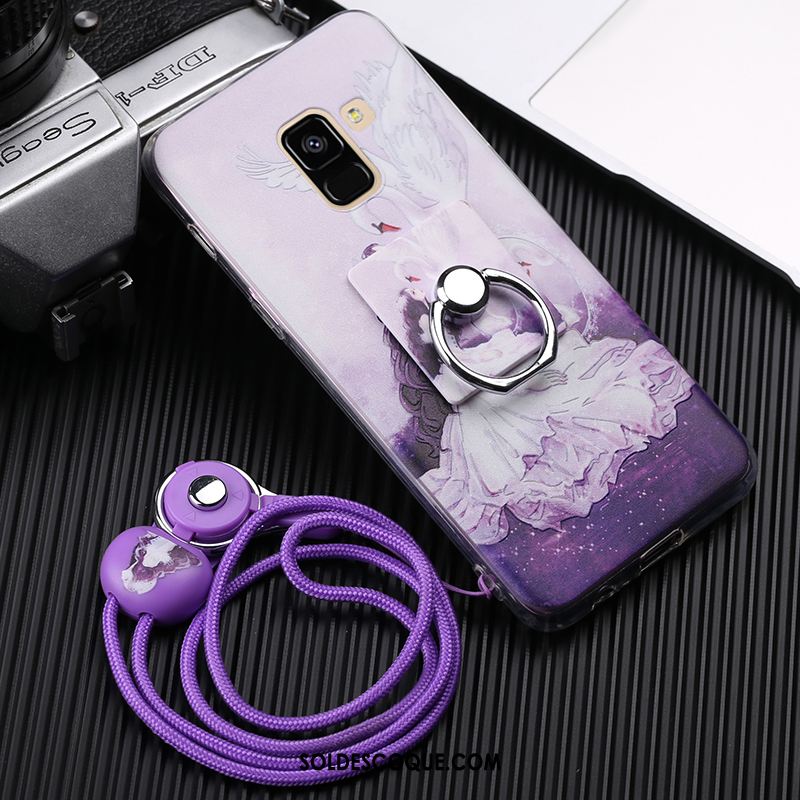 Coque Samsung Galaxy A8 2018 Anneau Étoile Violet Téléphone Portable Pas Cher