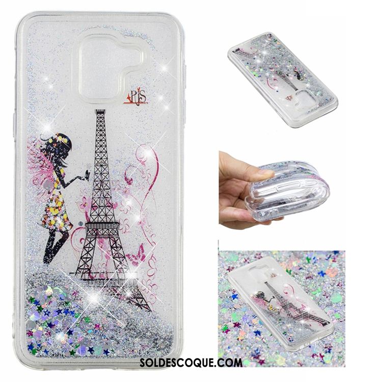 Coque Samsung Galaxy A8 2018 Liquide Incassable Étui Quicksand Étoile En Vente