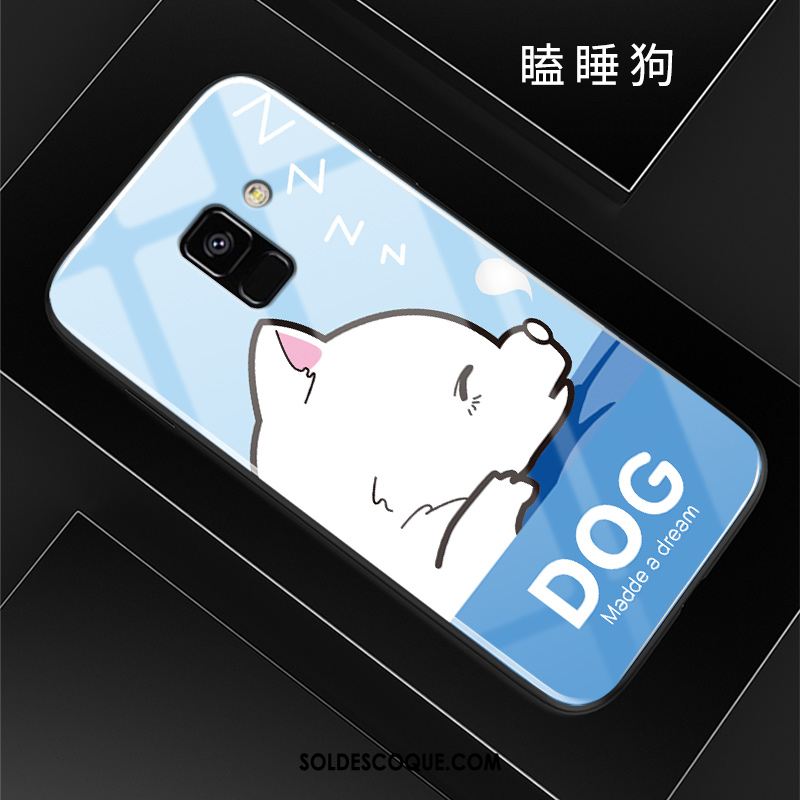 Coque Samsung Galaxy A8 2018 Téléphone Portable Étui Charmant Bleu Verre Pas Cher