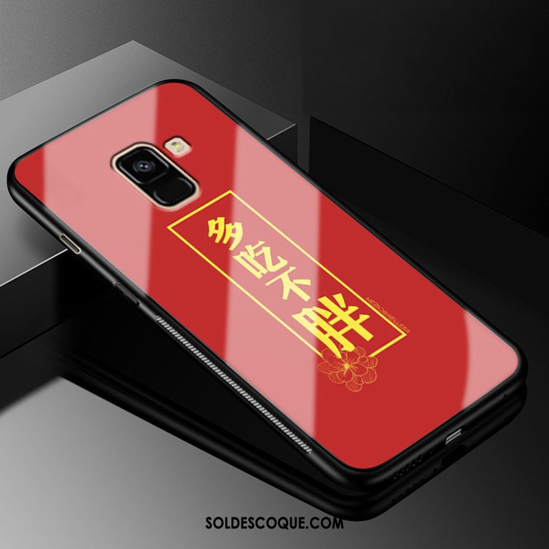 Coque Samsung Galaxy A8 2018 Étoile Protection Téléphone Portable Rouge Verre Trempé Pas Cher