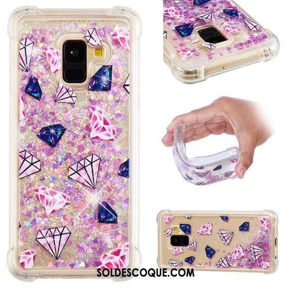 Coque Samsung Galaxy A8 2018 Étoile Quicksand Protection Téléphone Portable Violet Pas Cher