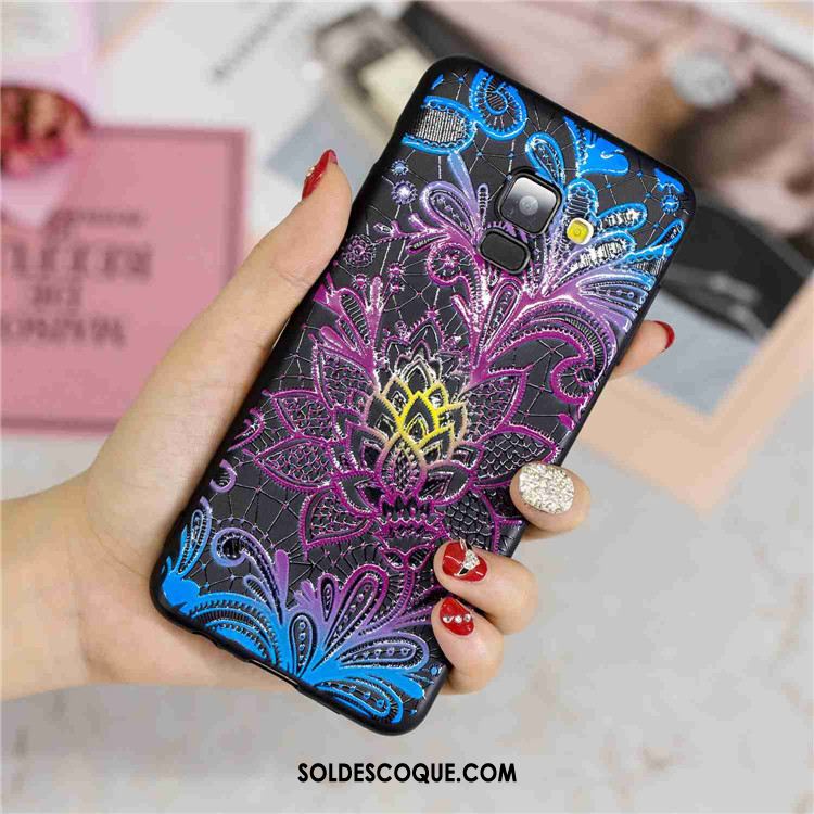 Coque Samsung Galaxy A8 2018 Étui Créatif Violet Dessin Animé Étoile Pas Cher