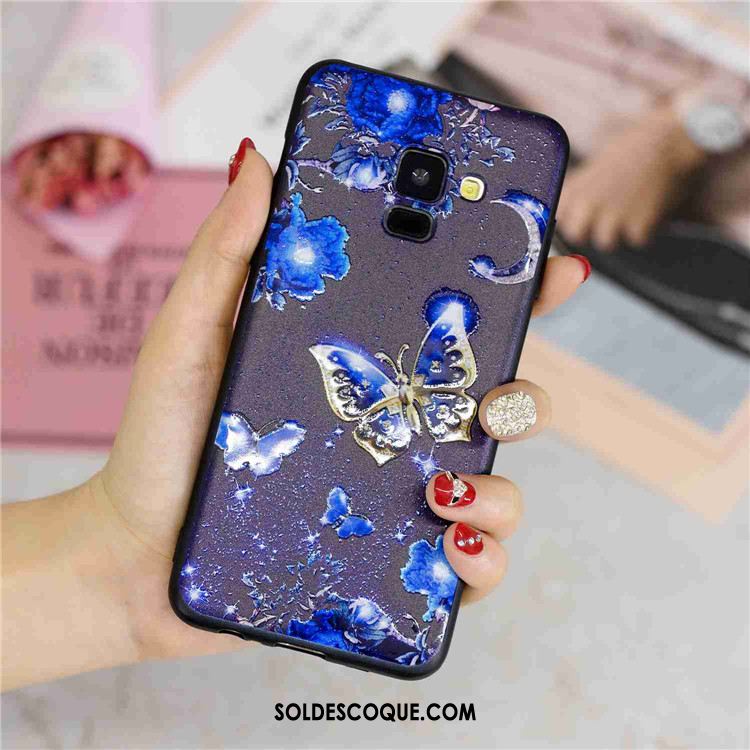 Coque Samsung Galaxy A8 2018 Étui Créatif Violet Dessin Animé Étoile Pas Cher