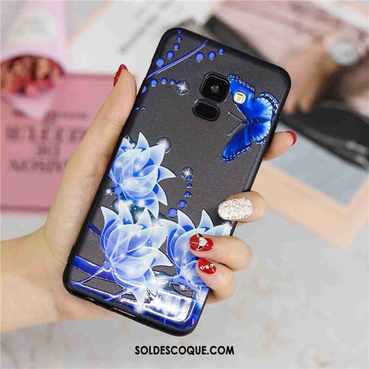 Coque Samsung Galaxy A8 2018 Étui Créatif Violet Dessin Animé Étoile Pas Cher