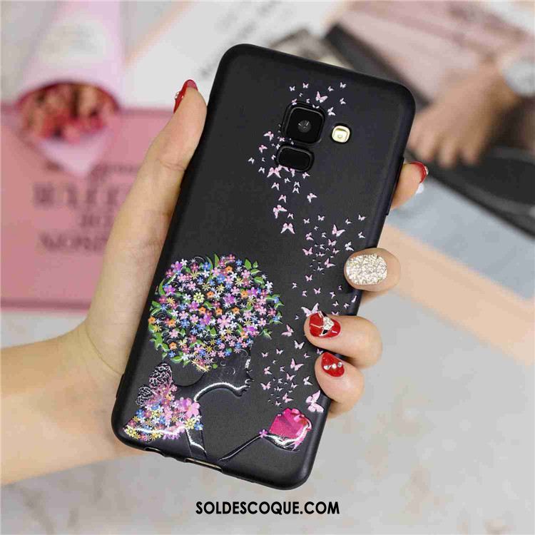 Coque Samsung Galaxy A8 2018 Étui Créatif Violet Dessin Animé Étoile Pas Cher