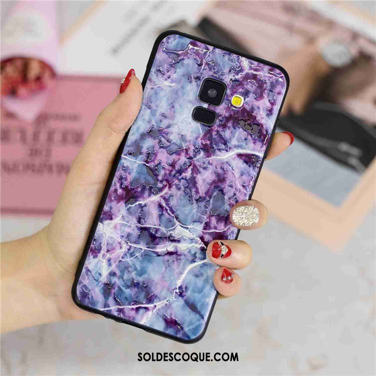 Coque Samsung Galaxy A8 2018 Étui Créatif Violet Dessin Animé Étoile Pas Cher