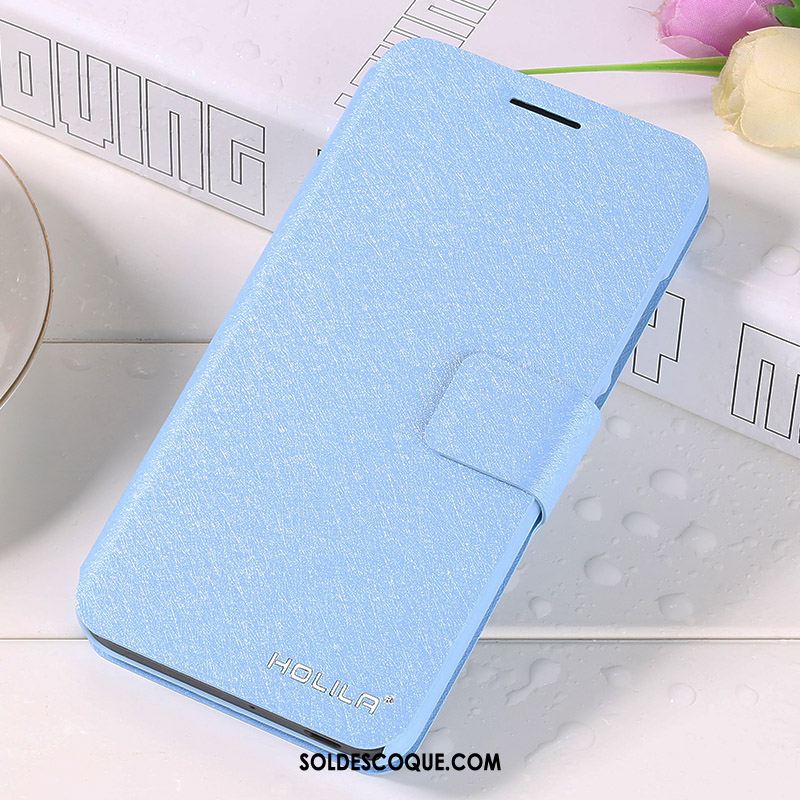 Coque Samsung Galaxy A8 2018 Étui En Cuir Protection Clamshell Téléphone Portable Bleu Housse En Ligne