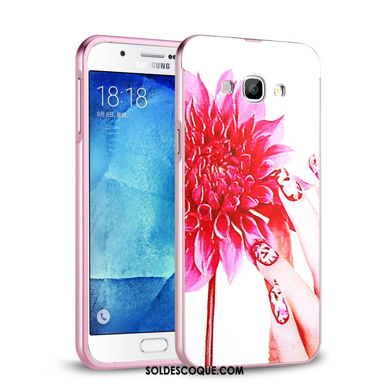 Coque Samsung Galaxy A8 Rose Métal Couvercle Arrière Étoile Étui France