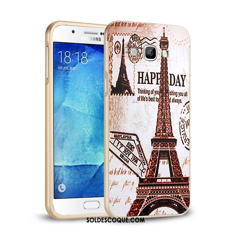 Coque Samsung Galaxy A8 Rose Métal Couvercle Arrière Étoile Étui France