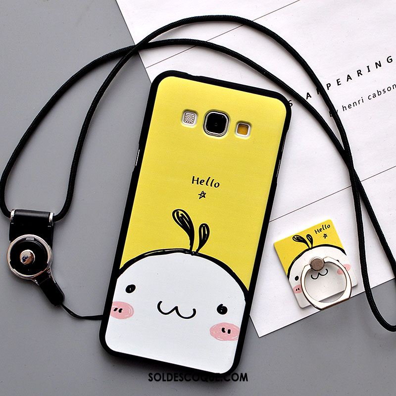 Coque Samsung Galaxy A8 Silicone Jaune Fluide Doux Délavé En Daim Dessin Animé En Ligne