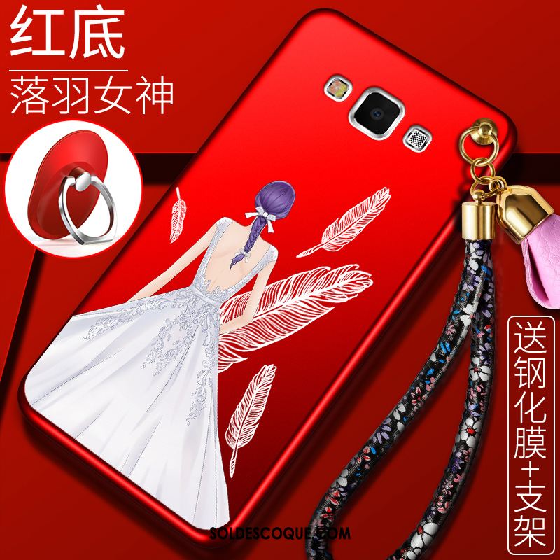 Coque Samsung Galaxy A8 Support Fluide Doux Étoile Tout Compris Rouge Pas Cher