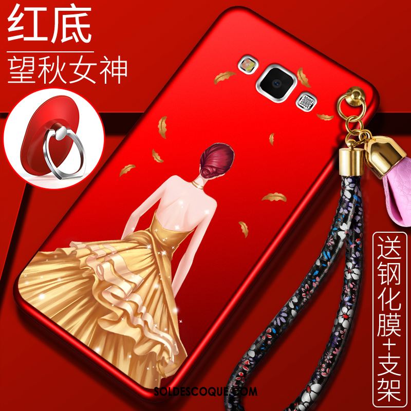 Coque Samsung Galaxy A8 Support Fluide Doux Étoile Tout Compris Rouge Pas Cher