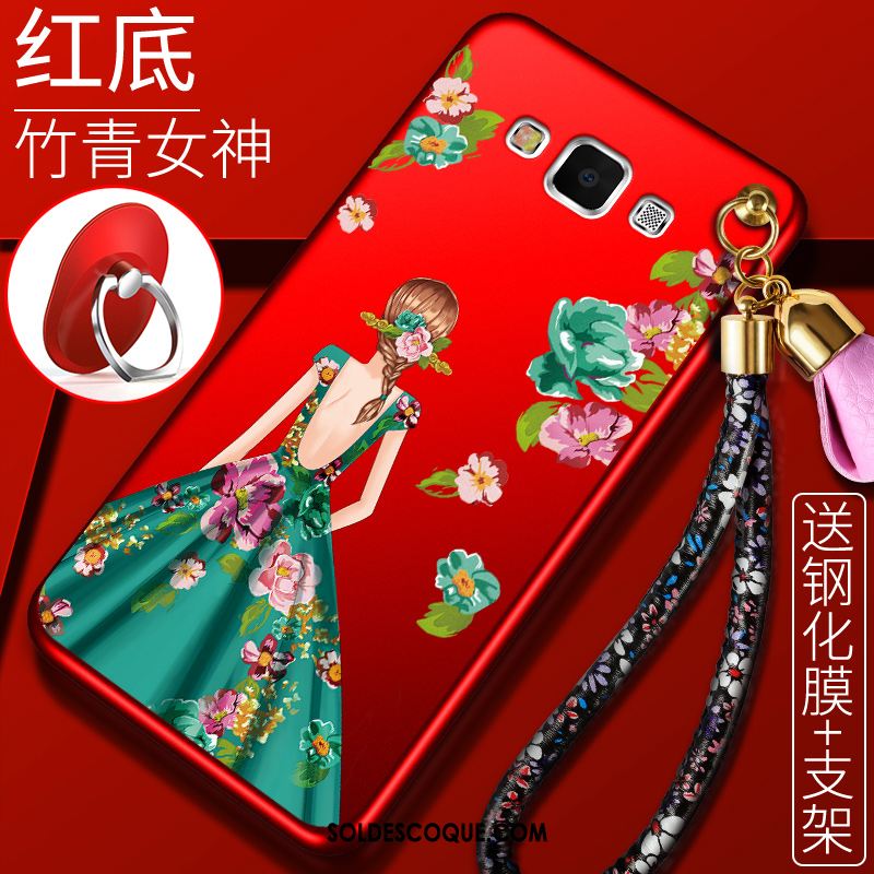 Coque Samsung Galaxy A8 Support Fluide Doux Étoile Tout Compris Rouge Pas Cher