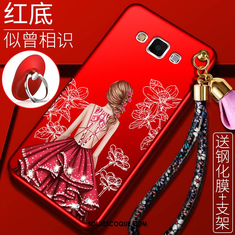 Coque Samsung Galaxy A8 Support Fluide Doux Étoile Tout Compris Rouge Pas Cher