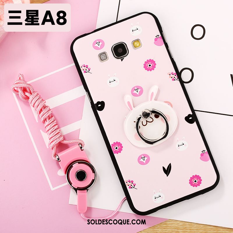 Coque Samsung Galaxy A8 Téléphone Portable Rose Charmant Silicone Dessin Animé Pas Cher