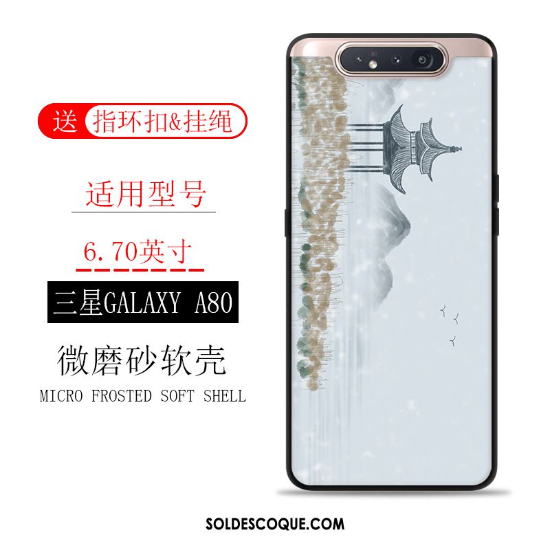 Coque Samsung Galaxy A80 Délavé En Daim Vintage Incassable Étui Protection Pas Cher