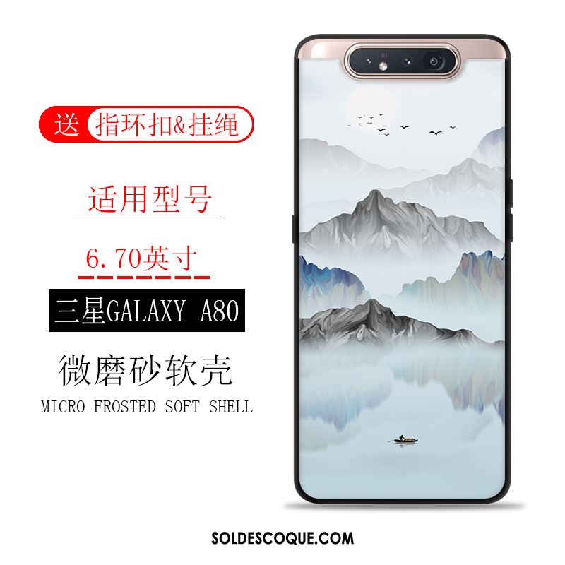 Coque Samsung Galaxy A80 Délavé En Daim Vintage Incassable Étui Protection Pas Cher