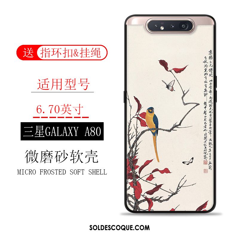 Coque Samsung Galaxy A80 Délavé En Daim Vintage Incassable Étui Protection Pas Cher