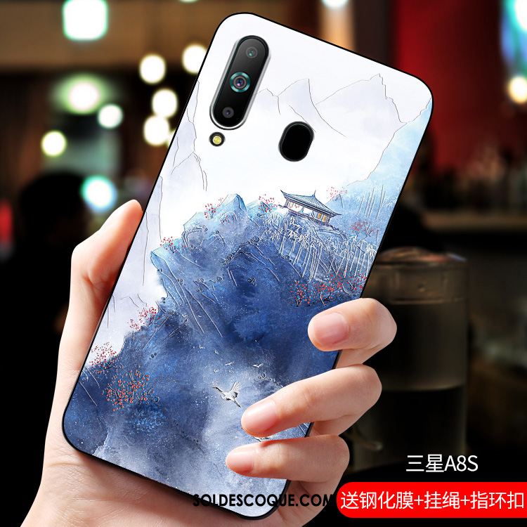 Coque Samsung Galaxy A8s Incassable Personnalité Délavé En Daim Tout Compris Fluide Doux En Vente