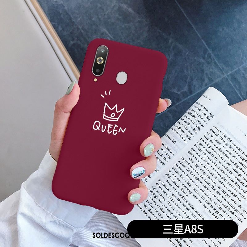 Coque Samsung Galaxy A8s Net Rouge Vent Délavé En Daim Incassable Charmant En Vente