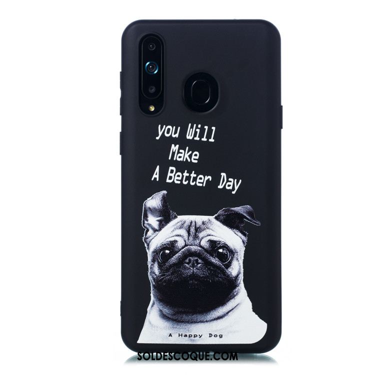 Coque Samsung Galaxy A8s Noir Fluide Doux Téléphone Portable Délavé En Daim Étui Pas Cher