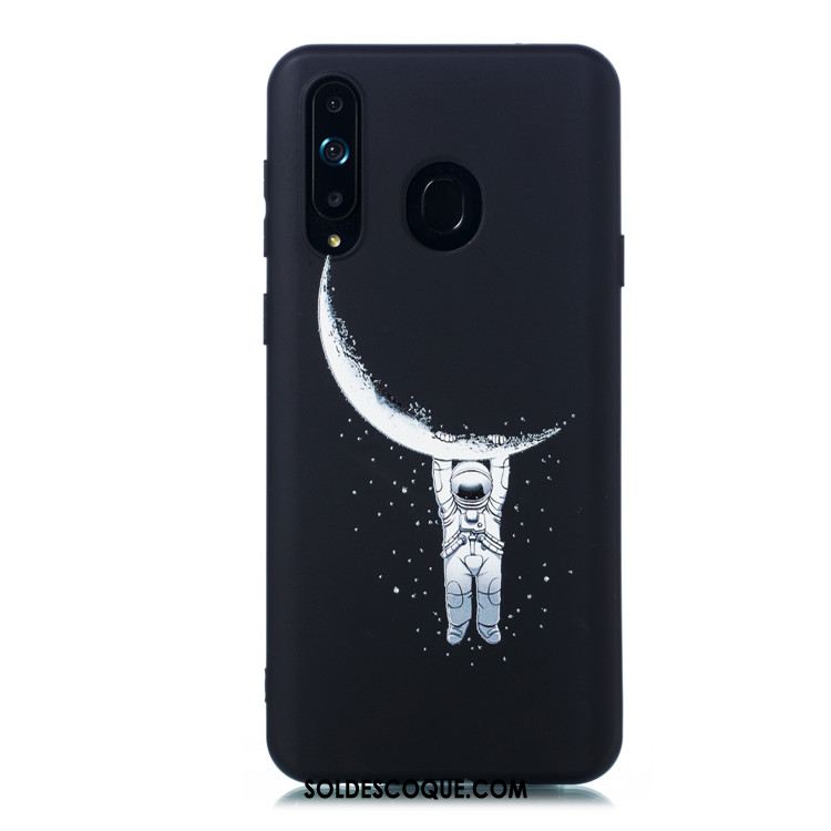 Coque Samsung Galaxy A8s Noir Fluide Doux Téléphone Portable Délavé En Daim Étui Pas Cher