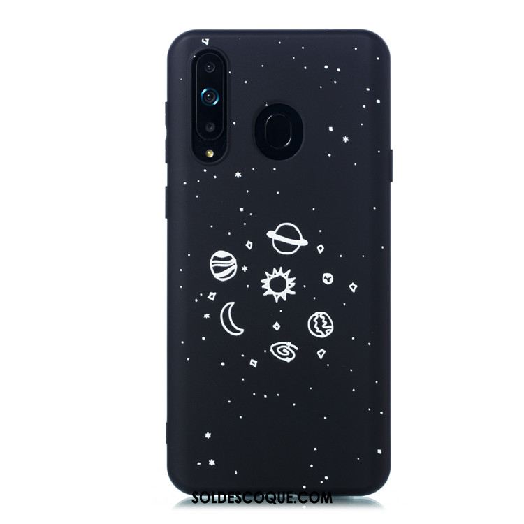 Coque Samsung Galaxy A8s Noir Fluide Doux Téléphone Portable Délavé En Daim Étui Pas Cher