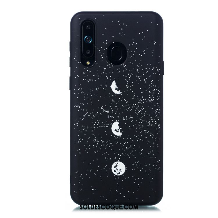 Coque Samsung Galaxy A8s Noir Fluide Doux Téléphone Portable Délavé En Daim Étui Pas Cher