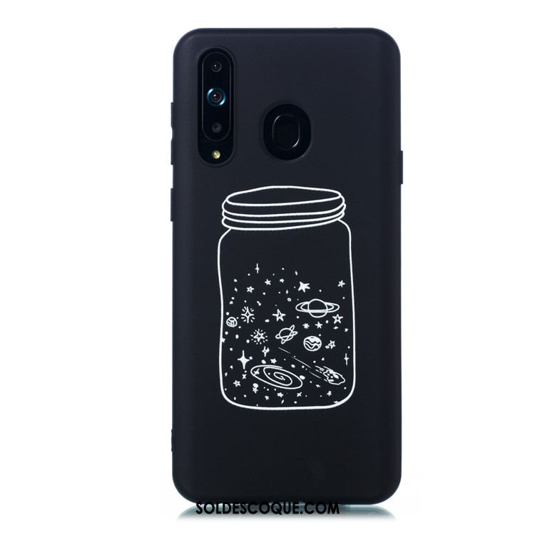 Coque Samsung Galaxy A8s Noir Fluide Doux Téléphone Portable Délavé En Daim Étui Pas Cher
