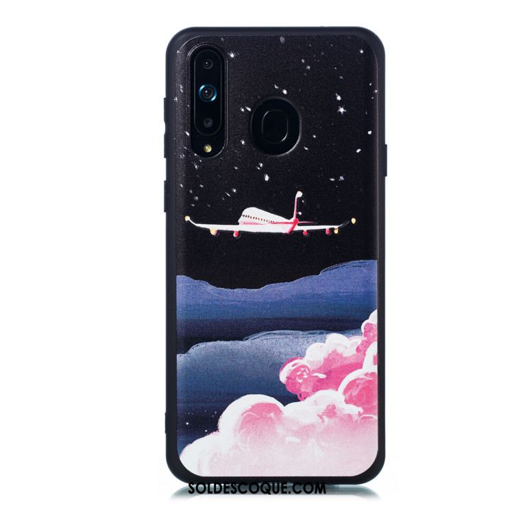 Coque Samsung Galaxy A8s Noir Fluide Doux Téléphone Portable Délavé En Daim Étui Pas Cher