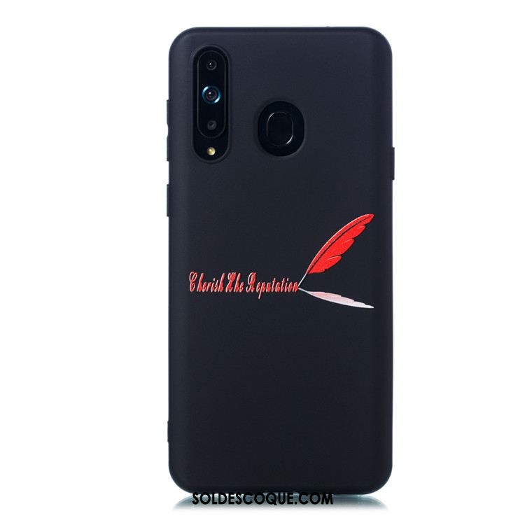 Coque Samsung Galaxy A8s Noir Fluide Doux Téléphone Portable Délavé En Daim Étui Pas Cher