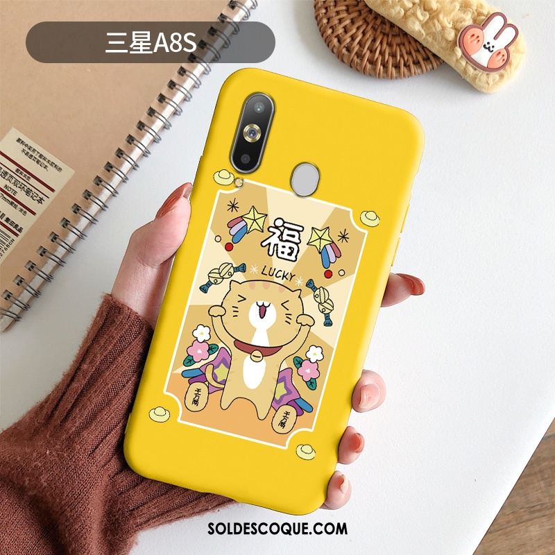 Coque Samsung Galaxy A8s Tendance Protection Chat Jaune Nouveau En Vente