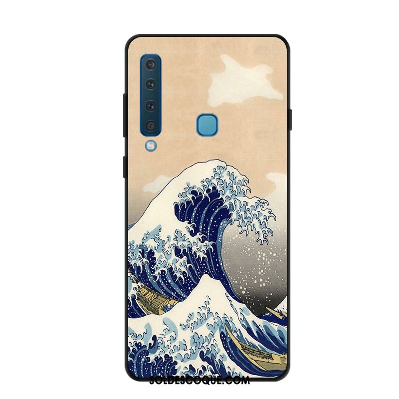 Coque Samsung Galaxy A9 2018 Bleu Vintage Téléphone Portable Peinture Étoile En Ligne