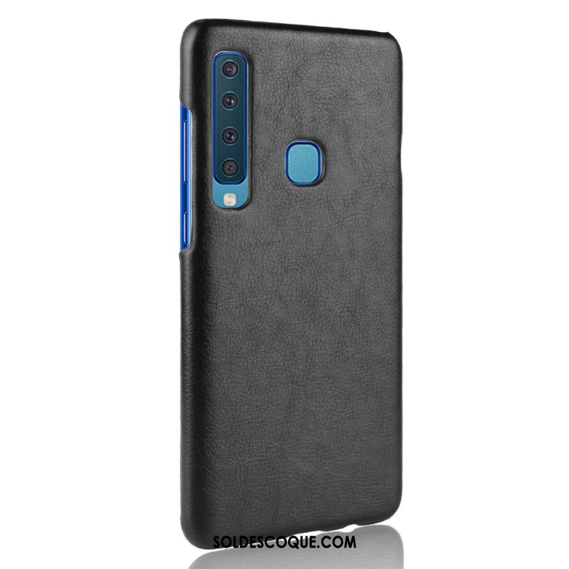Coque Samsung Galaxy A9 2018 Délavé En Daim Litchi Rouge Étoile Téléphone Portable Housse Pas Cher