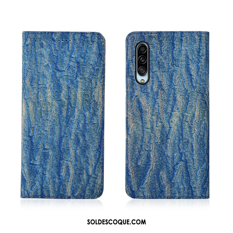 Coque Samsung Galaxy A90 5g Bleu Cuir Véritable Délavé En Daim Silicone Étui Soldes