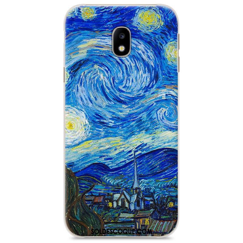 Coque Samsung Galaxy J3 2017 Peinture Bleu Dessin Animé Personnalité Téléphone Portable Pas Cher