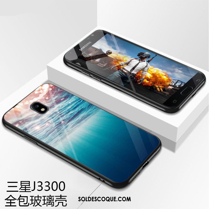 Coque Samsung Galaxy J3 2017 Étoile Verre Téléphone Portable Étui Bleu Soldes